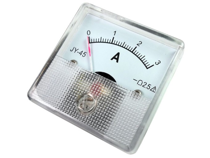 Analógové panelové meradlo 3A DC 45x45mm s bočným