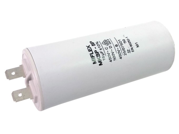 Rozbehový kondenzátor MIFLEX 16uF 450V / 500V s konektormi