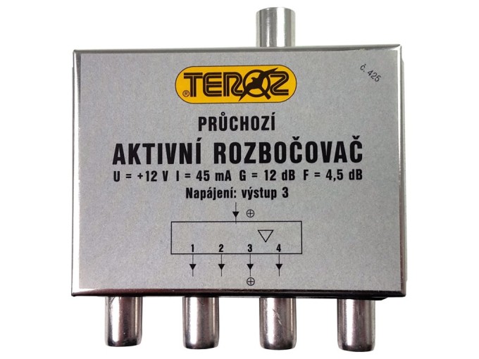 Aktívny anténny rozbočovač TV TEROZ č. 425 s 4 výstupy