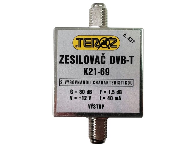 Anténny zosilňovač DVB-T / DVB-T2 30dB TEROZ č.437