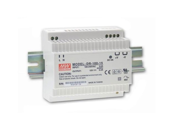 Spínaný napájací zdroj MEAN WELL DR-100-12, 12V, 7,5A, na DIN lištu