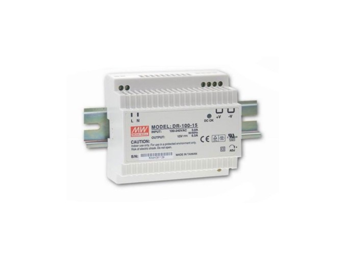 Spínaný napájací zdroj 15V / 6,5A DR-100-15 MEAN WELL