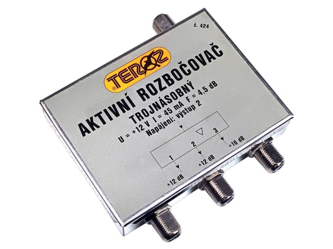 Aktívny anténny rozbočovač TEROZ č.424 s 3 výstupy