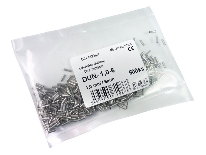 Krimpovacia káblová dutinka 1.0 mm², dĺžka 6 mm, balenie 500 ks