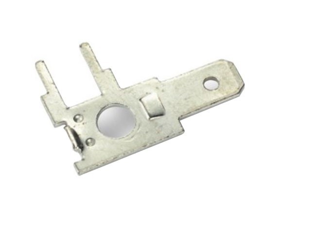 Faston Konektor Kolík 4,8x0,8mm do PCB 90°, RM 5,08mm, Pozinkovaná Mosadz