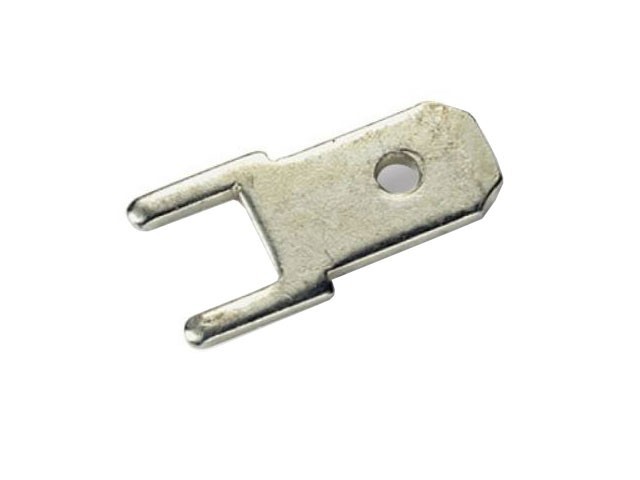 Faston konektor 4,8x0,8mm priame do PCB, RM 5mm, pozinkovaná mosadz