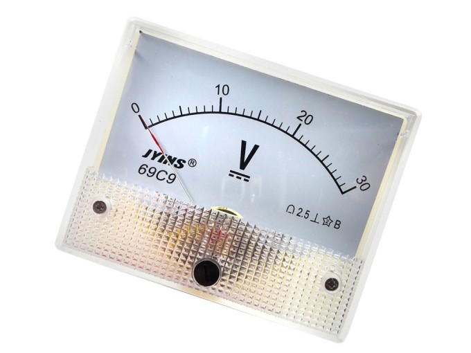 Analógové panelové meradlo 30V DC 80 x 65 mm
