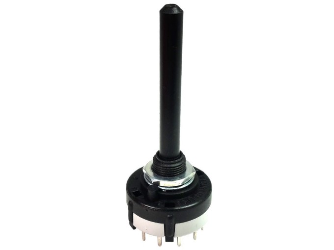Otočný prepínač 4x3 polohy do PCB, osa 6mm, 250V/0,15A