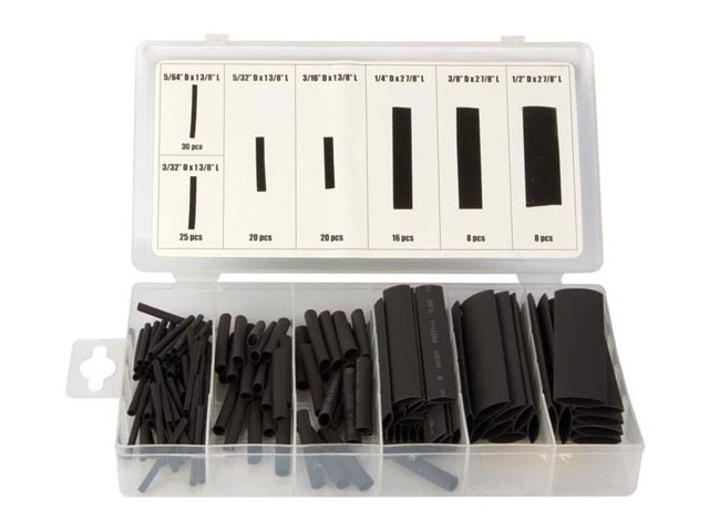 Sada smrštiteľných bužírek čierna 127 ks