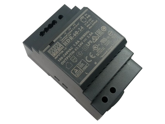 Spínaný napájací zdroj 24V 2,5A HDR-60-24 MEAN WELL