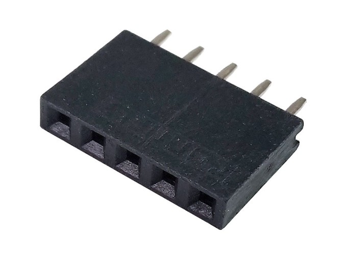 Zásuvka pre kontaktnú lištu do PCB, 5 pinov, THT