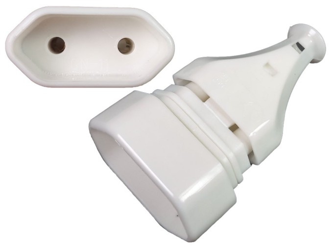 Sieťová zásuvka 2pólová plochá 250VAC/2,5A biela GN-11