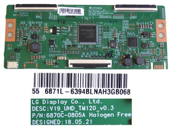 LCD T-CON modul 6871L-6394B / 6870C-0805A / V19_UHD_TM120 V0.3