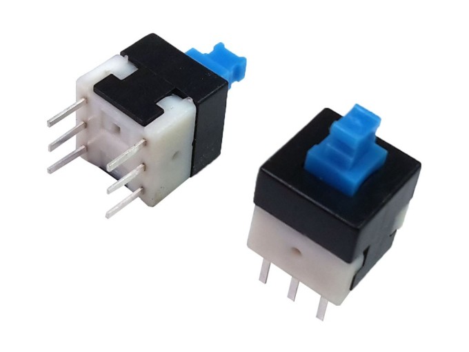 Mikrospínač s aretáciou DPDT 8x8mm