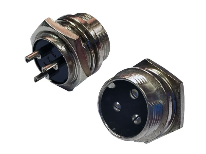 Mikrofónny DIN konektor panelový samec 3 pin NCG-3 PM