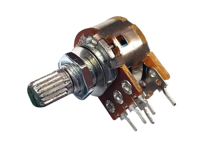 Otočný potenciometer 100kΩ B č.60 s vypínačom, hriadeľ 6 x 9 mm