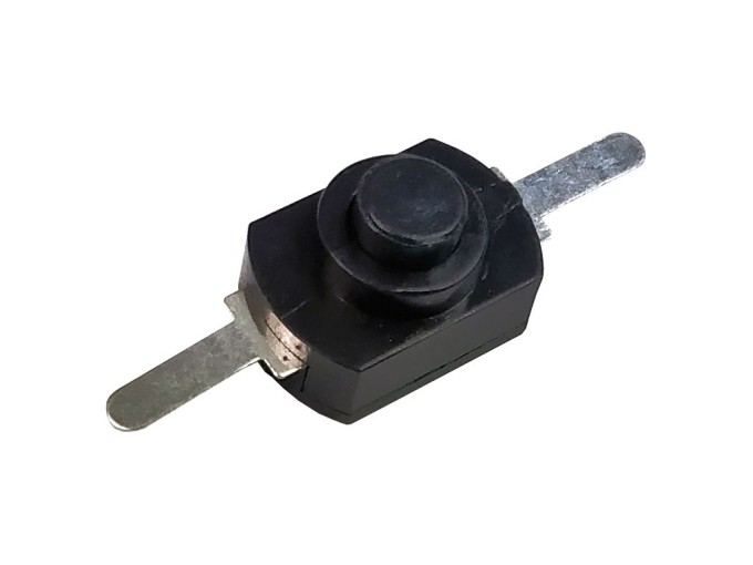 Mikrospínač s aretáciou 1208 s vodorovnými vývodmi
