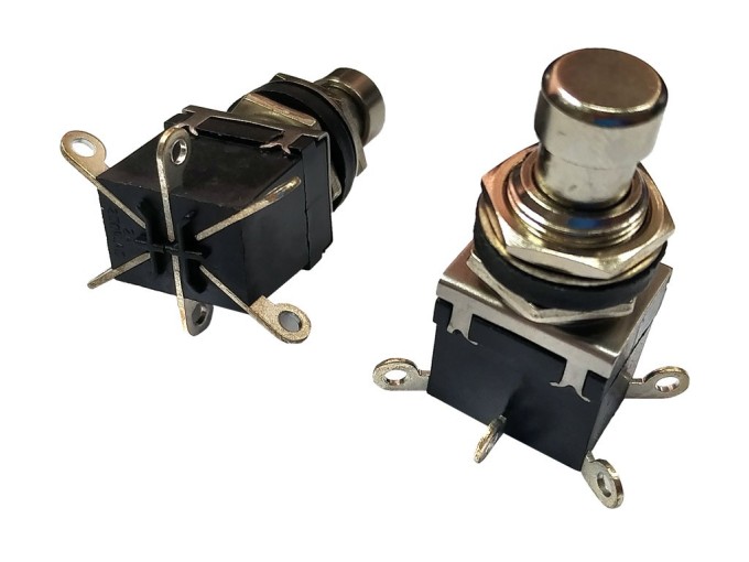 Nožný spínač PBS-24-202 s aretáciou, 250V / 2A, 2x prepínací kontakt