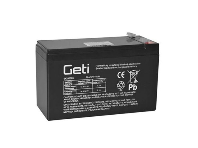 Olovený akumulátor 12V 7Ah AGM - Geti Faston 4,8mm