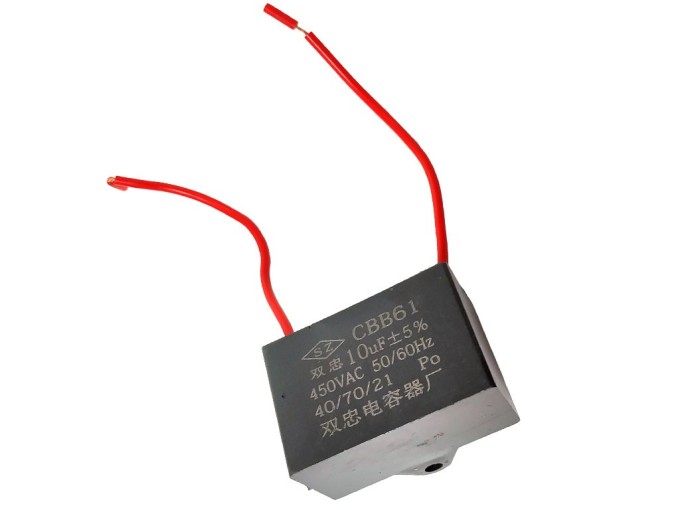 Rozbehový kondenzátor 10uF / 450V CBB61 s lankovými vývodmi