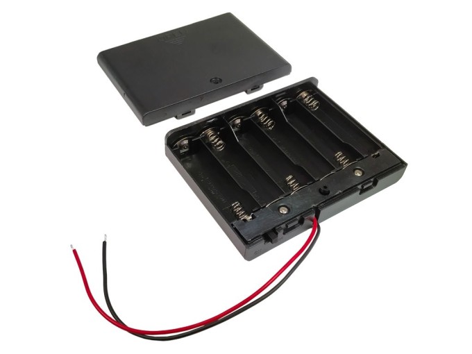 Puzdro na batérie 6x AA s vypínačom a vývodom vodiča