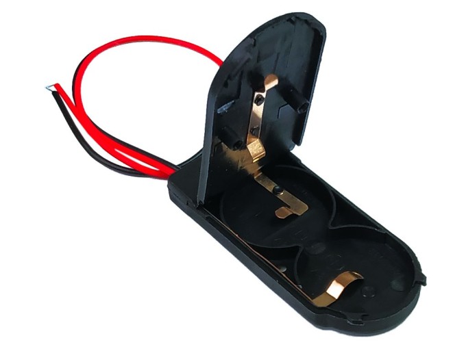 Puzdro na batérie 2x CR2032 s vypínačom a vývodom vodiča