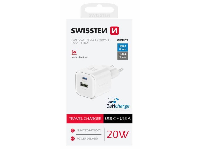 SWISSTEN 20W USB-C a USB-A Nabíjačka Power Delivery