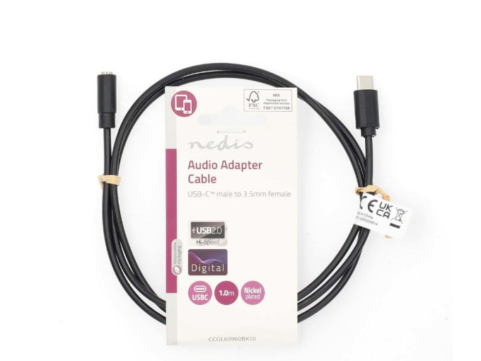 USB-C na 3.5 mm Jack redukcia - 1m čierny Nedis CCGL65960BK10