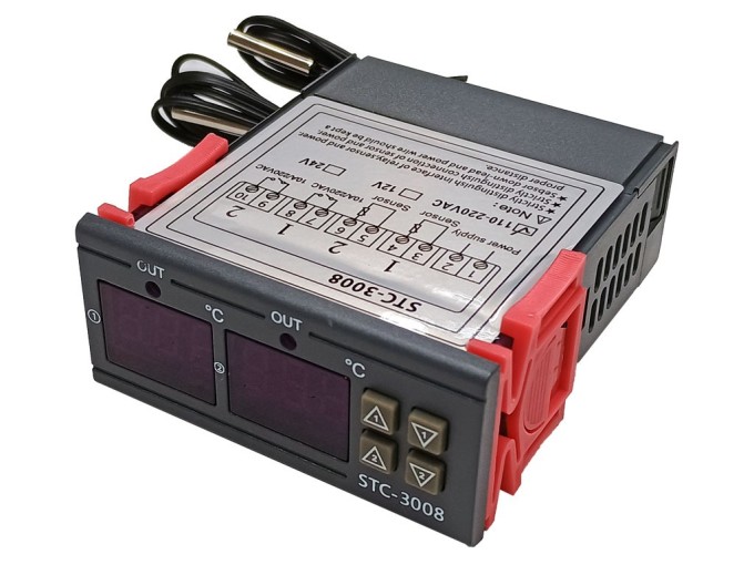 Digitálny termostat STC-3008 s duálnym regulátorom teploty -55°C~120°C, 230V AC