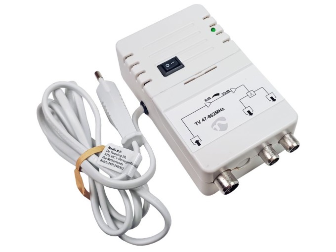 Domáci anténny zosilňovač Nedis SAMP42221WT, 25dB, 2 výstupy