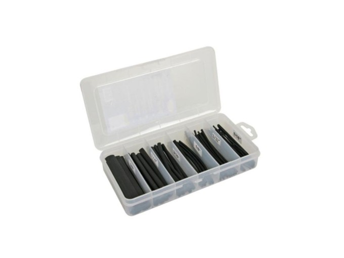 Sada zmršťovacích bužírek s lepidlom 85 ks - čierna