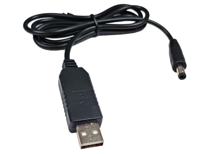 USB Kábel s STEP-UP Meničom 12V a Konektorom 5.5/2.1mm