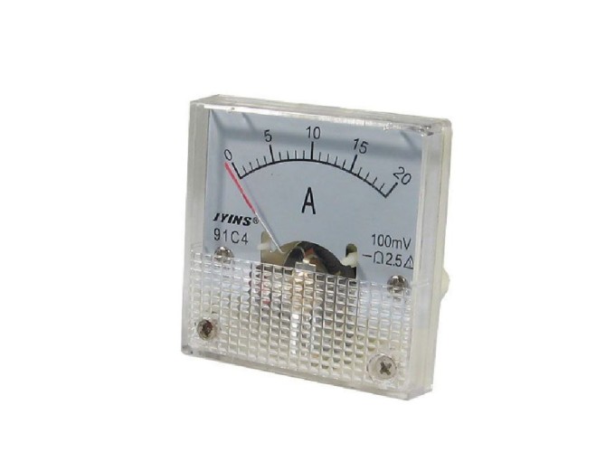 Analógový panelový ampérmeter 20A DC 45 x 45 mm
