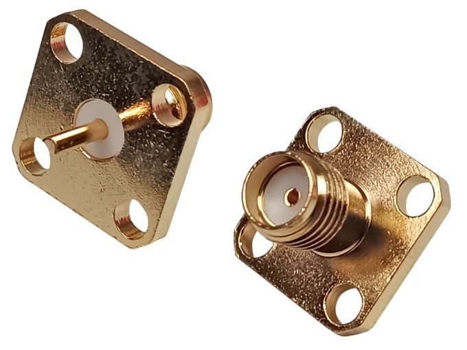 Konektor SMA panelový prírubový - samica - pozlátený