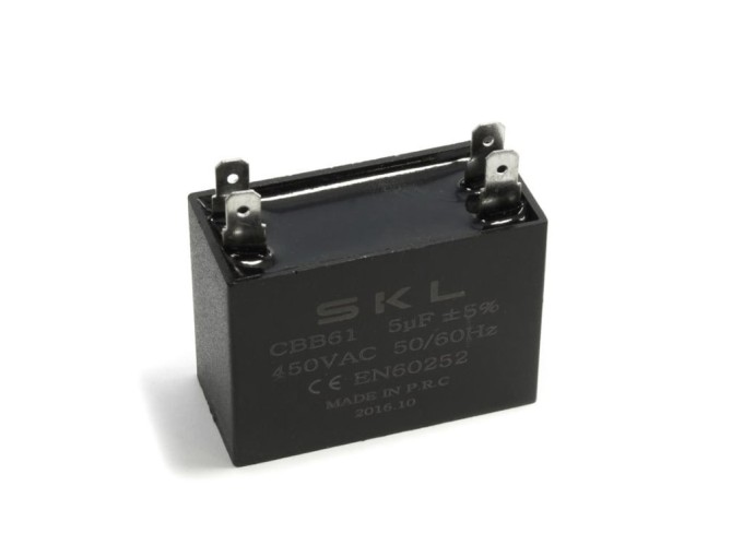 Rozbehový kondenzátor CBB61 5.0uF / 450V s vývodmi Faston
