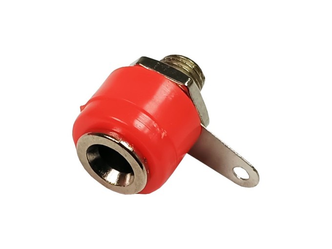 Panelová zdířka banánek 10A - červená