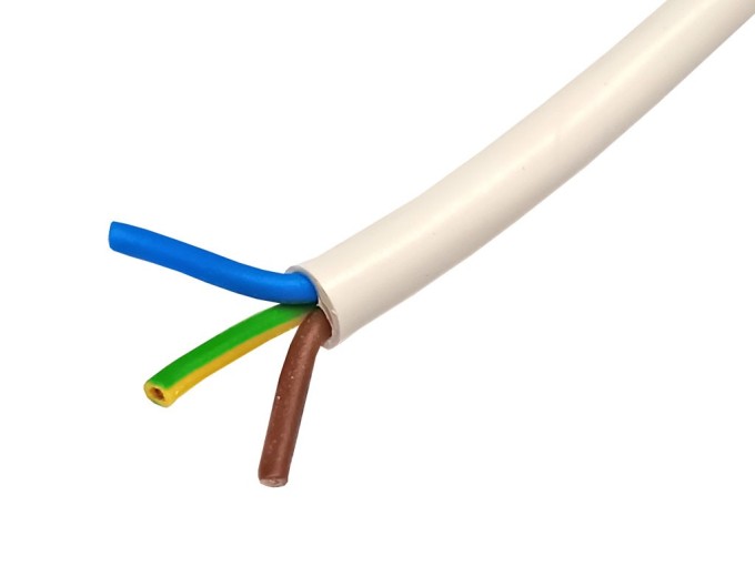 Sieťový kábel H05VV-F 3 x 0,75 mm² s PVC izoláciou - biely, metráž