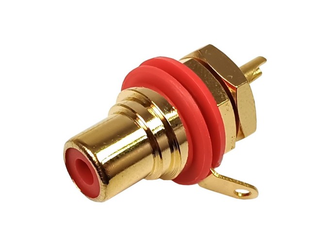 CINCH Konektor Panelová Zásuvka Zlacená Červená