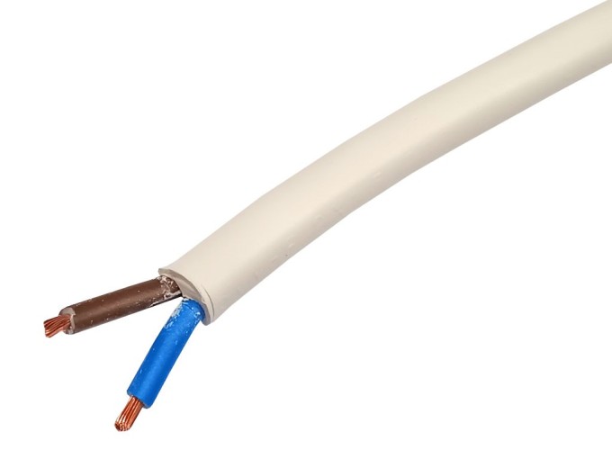 Sieťový kábel 2 x 1,5 mm² H05VV-F, PVC izolácia, biely, metráž