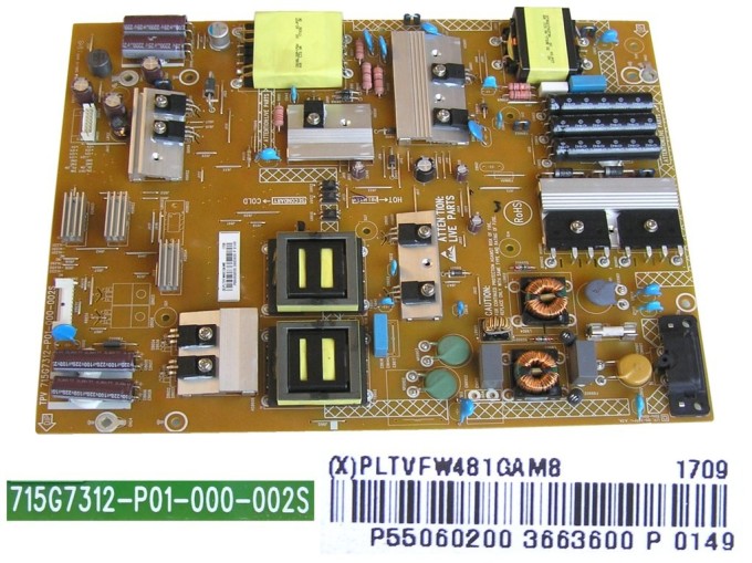 LCD zdrojový modul Philips PLTVFW481GAM8 / SMPS napájací doska 715G7312-P01-000-002S