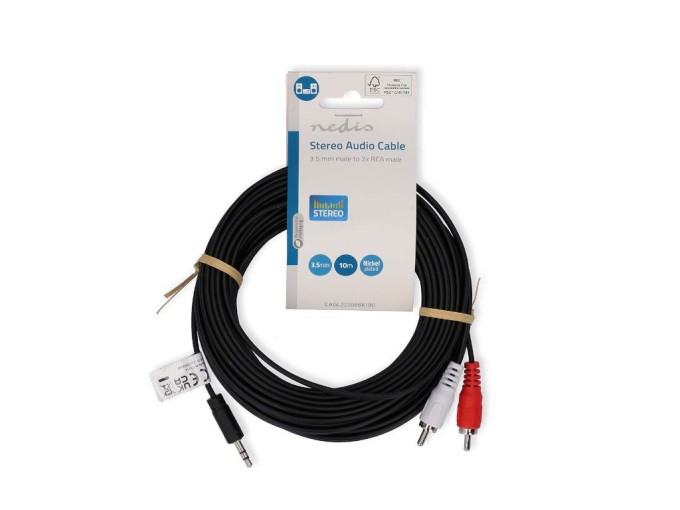 Kábel 3.5mm Jack na 2x RCA 10m CAGL22200BK100 Nedis