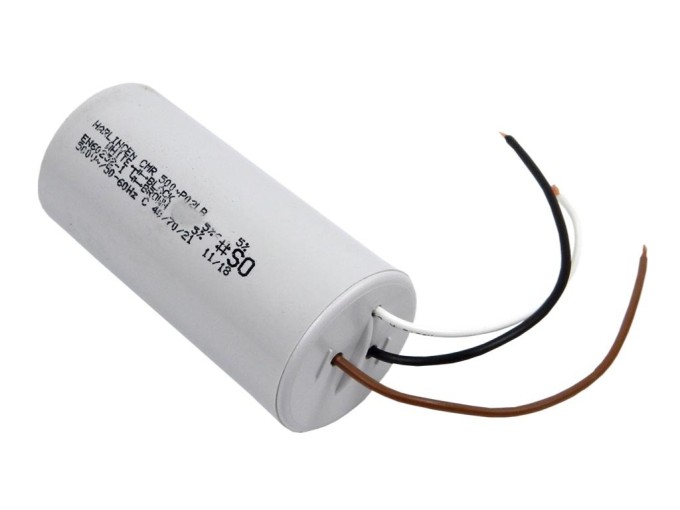 Dvojitý rozbehový kondenzátor 22uF/6uF 450V s drôtovými vývodmi