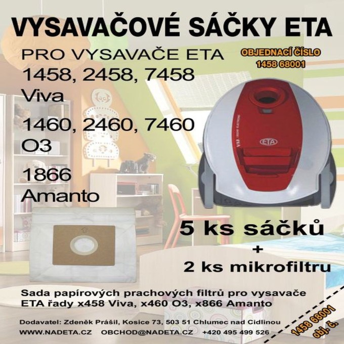 Syntetické vysávačové sáčky a filtre 4+1 pre ETA 1458