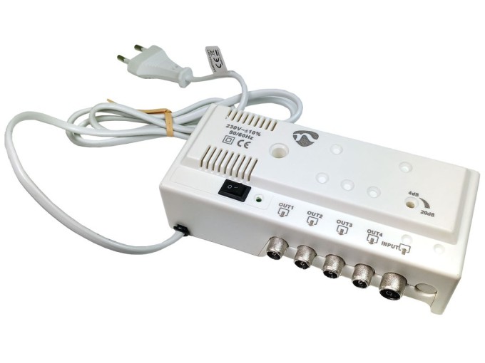 Domáci anténny zosilňovač Nedis SAMP42241WT, 20dB, 4 výstupy