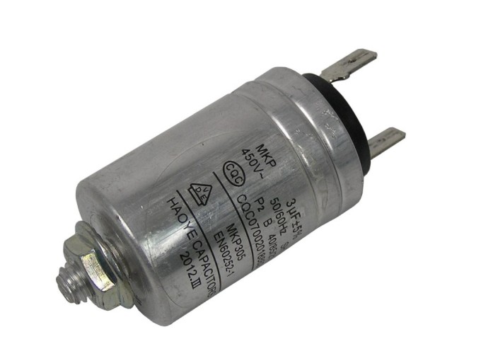 Rozbehový kondenzátor 3.0 µF 450V BKP305 s konektormi Faston 6.3 mm
