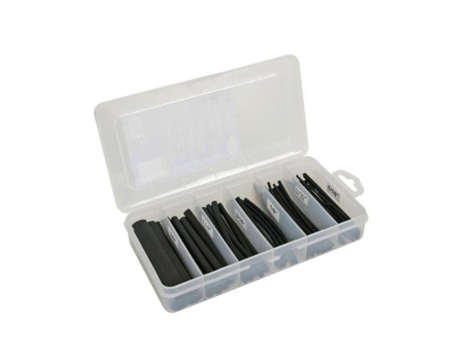 Sada teplem smrštiteľných bužírek 170 ks - čierna