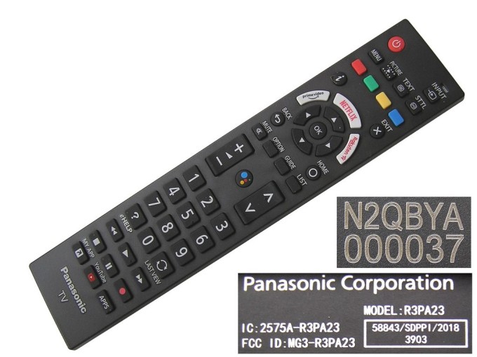 Panasonic N2QBYA000037 Diaľkový ovládač R3PA23