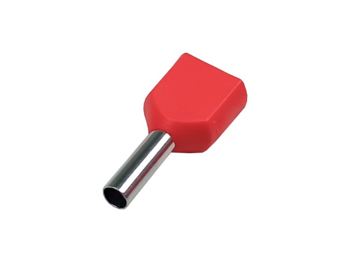 Izolovaná dvojitá krimpovacia dutinka červená 2 x 1.5 mm² - 10 ks