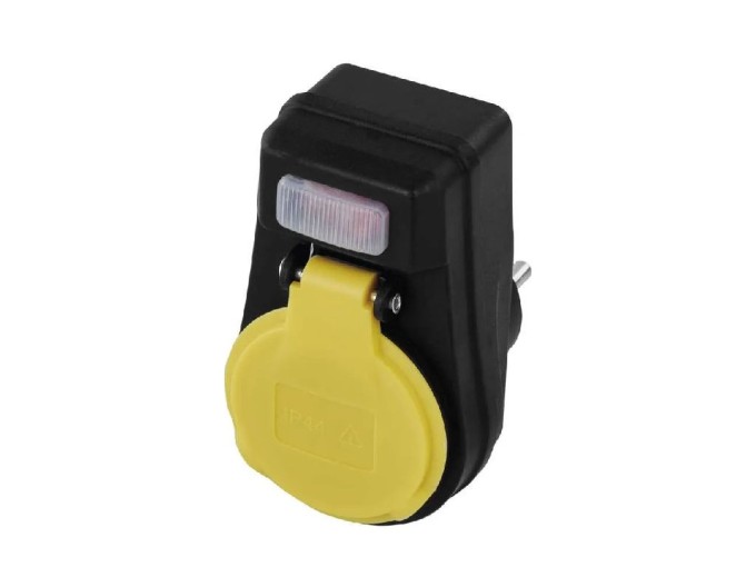 Zásuvka s vypínačem IP44 čierna