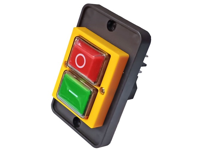 Elektromagnetický spínač 4-piny žltý s rámčekom YH02-A / SSTM-02 / DZ04-2